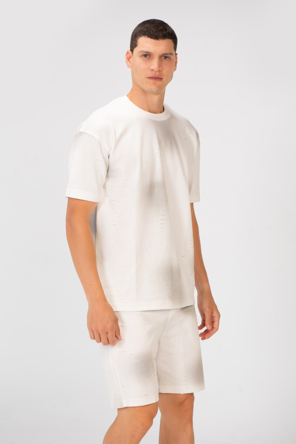 تي شيرت رجالي كاجوال بأكمام قصيرة وملابس قصيرة عادية