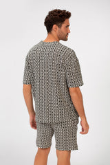 تي شيرت رجالي صيفي عصري بقصّة عادية مع شورت وقميص نصف كم