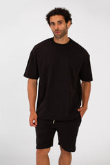 طقم ملابس رجالي بمقاس عادي، تي شيرت بأكمام قصيرة وشورت، مصنوع من خامة عالية الجودة