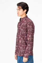 قميص رجالي من قماش البوبلين المطبوع بقصّة Slim Fit بأكمام نصفية