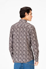 قميص جاكار رجالي ضيق بأكمام طويلة