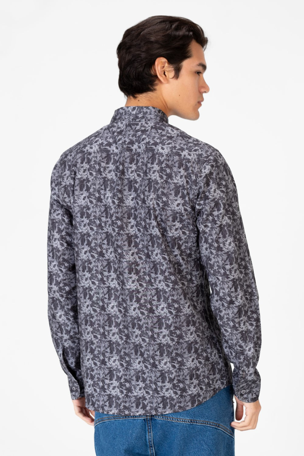 قميص جاكار رجالي ضيق بأكمام طويلة