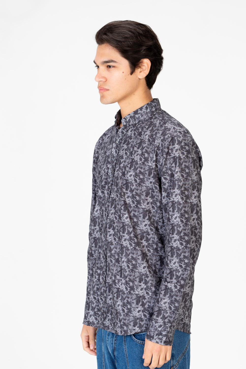 قميص جاكار رجالي ضيق بأكمام طويلة
