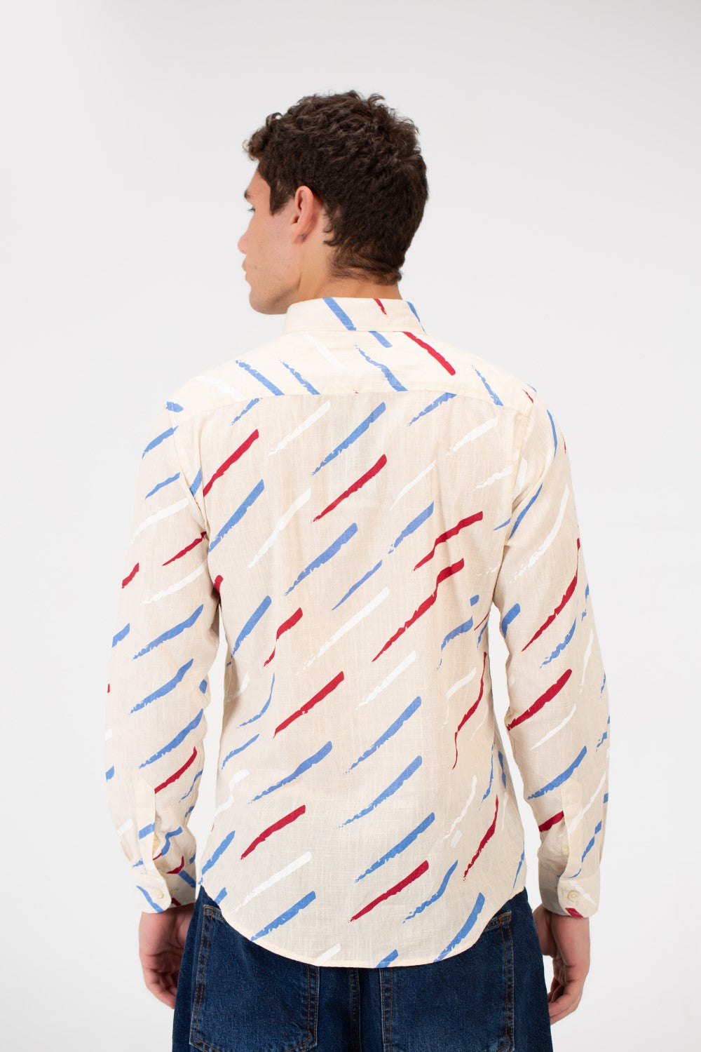 قميص جاكار رجالي مطبوع بقصّة Slim Fit