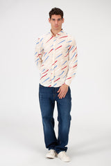 قميص جاكار رجالي مطبوع بقصّة Slim Fit