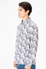 قميص رجالي من قماش البوبلين جاكار بأكمام طويلة وقصة ضيقة