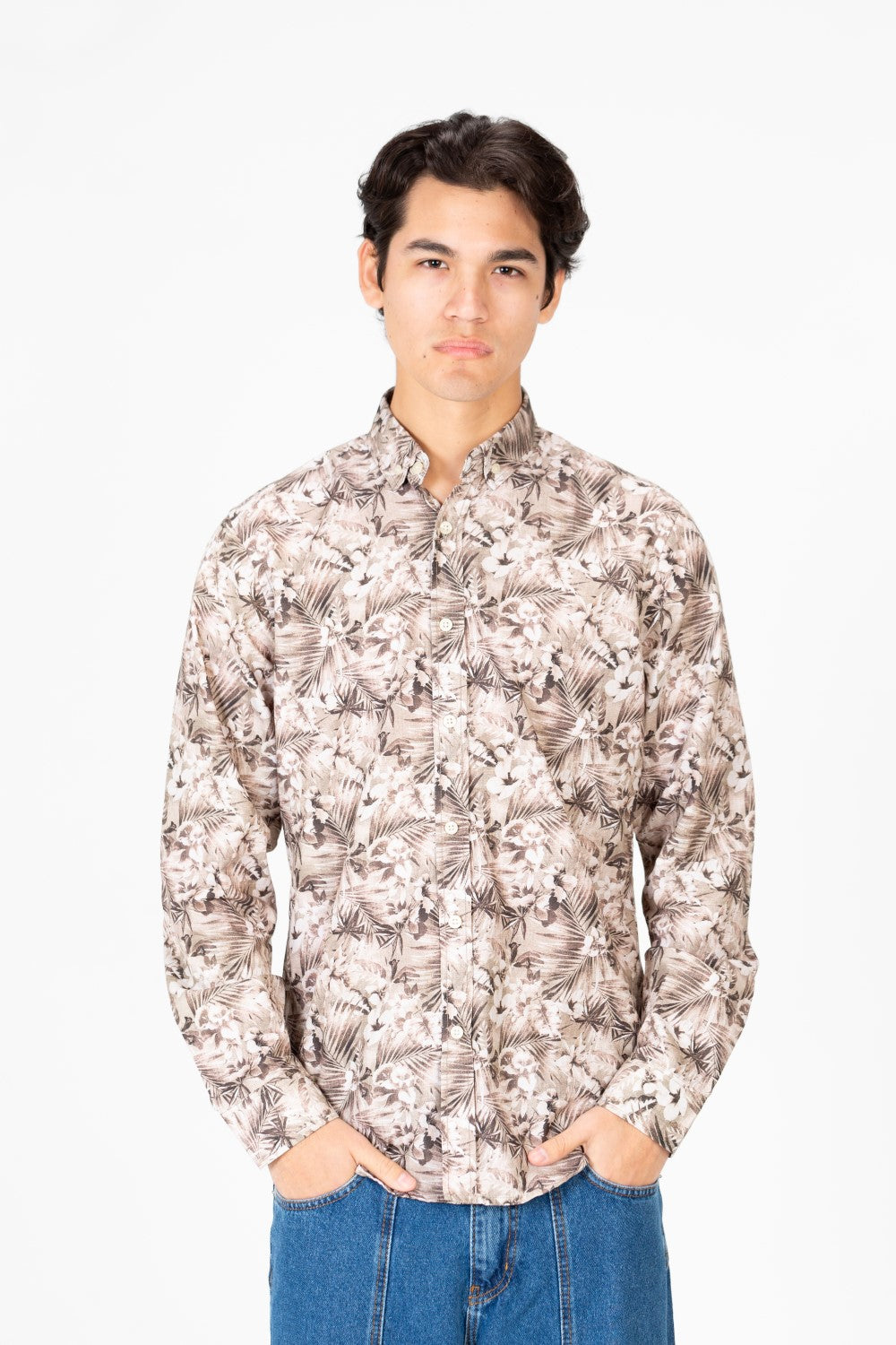 Men's Long Sleeve Jakar Slim Fit Poplin Shirt