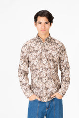 قميص جاكار رجالي بقصّة Slim Fit وأكمام طويلة