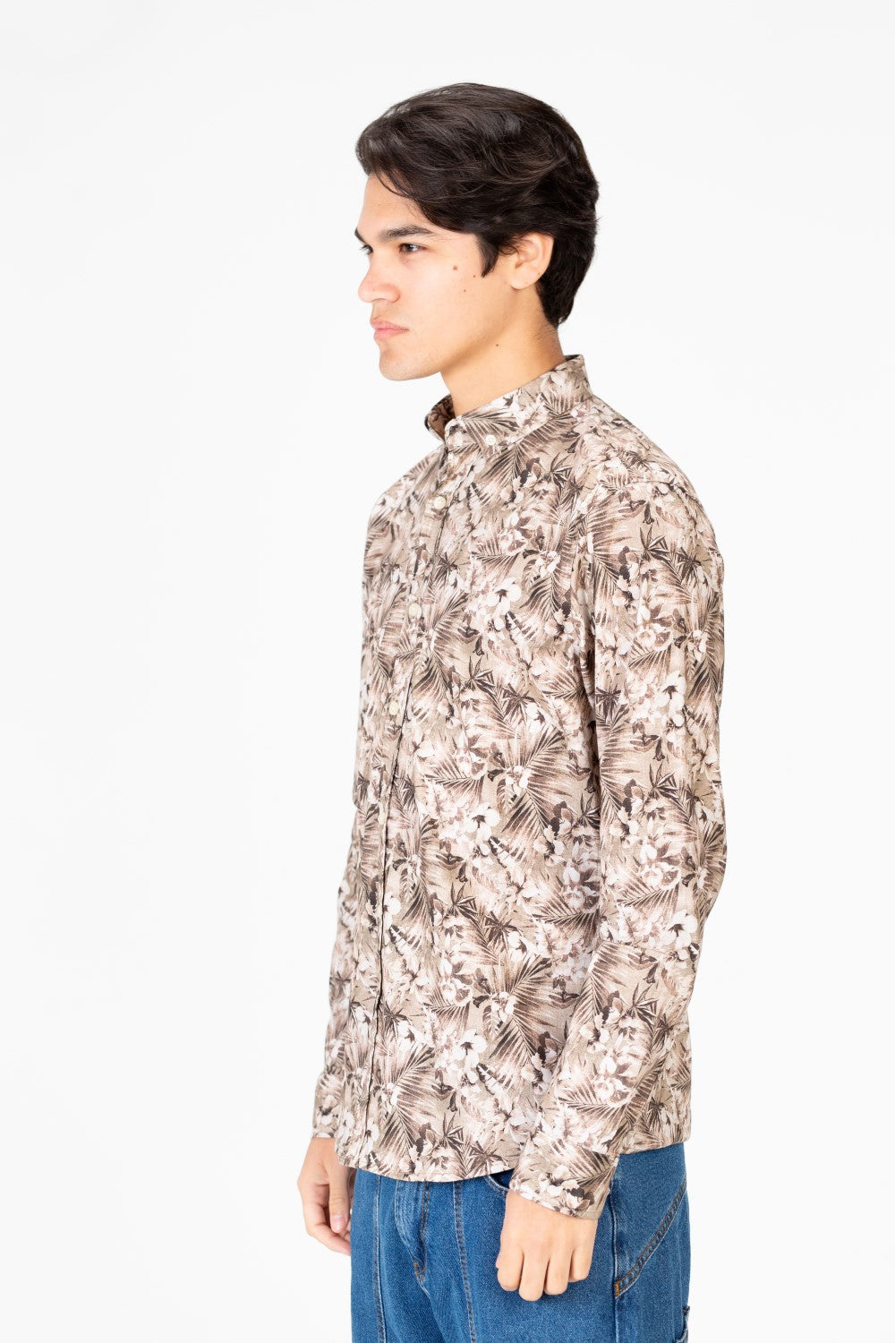 قميص جاكار رجالي بقصّة Slim Fit وأكمام طويلة