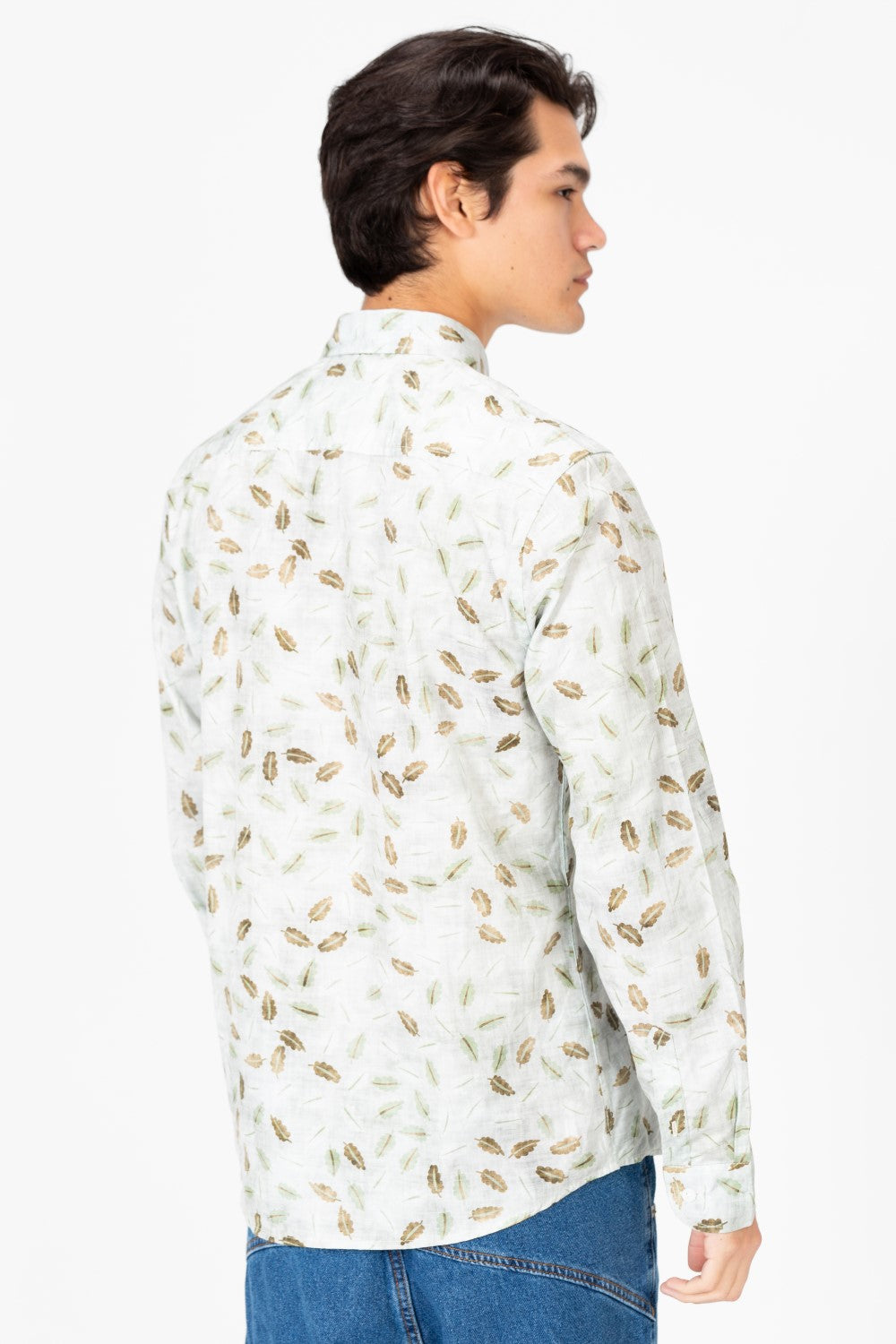 قميص جاكار بوبلين رجالي بقصّة Slim Fit وأكمام طويلة مطبوع