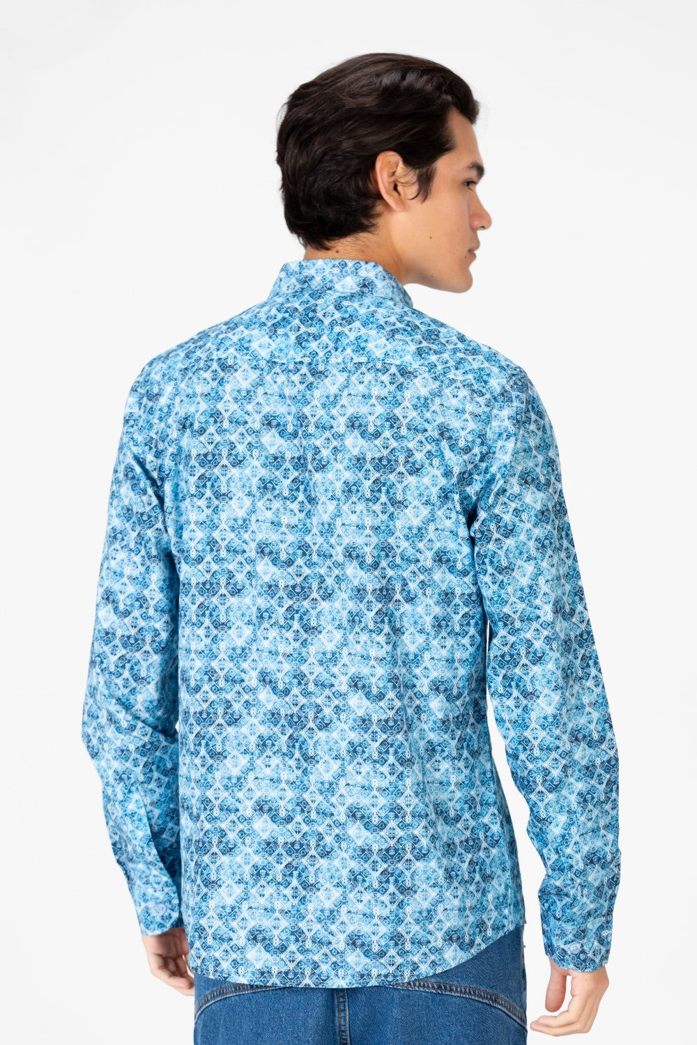 قميص جاكار رجالي ضيق بأكمام قصيرة