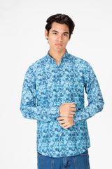 قميص جاكار رجالي ضيق بأكمام قصيرة