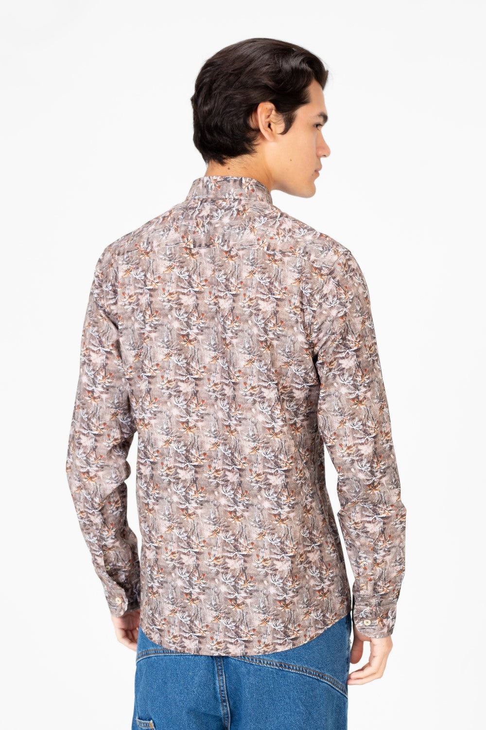 قميص جاكار رجالي بأكمام طويلة وقصة ضيقة