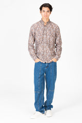 قميص جاكار رجالي بأكمام طويلة وقصة ضيقة