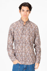 قميص جاكار رجالي بأكمام طويلة وقصة ضيقة