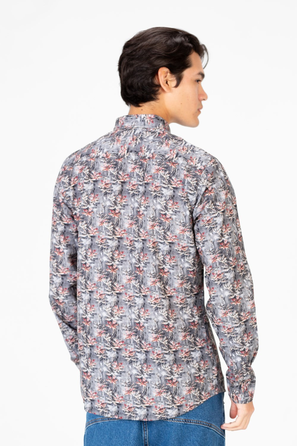 قميص جاكار رجالي بأكمام طويلة وقصة ضيقة