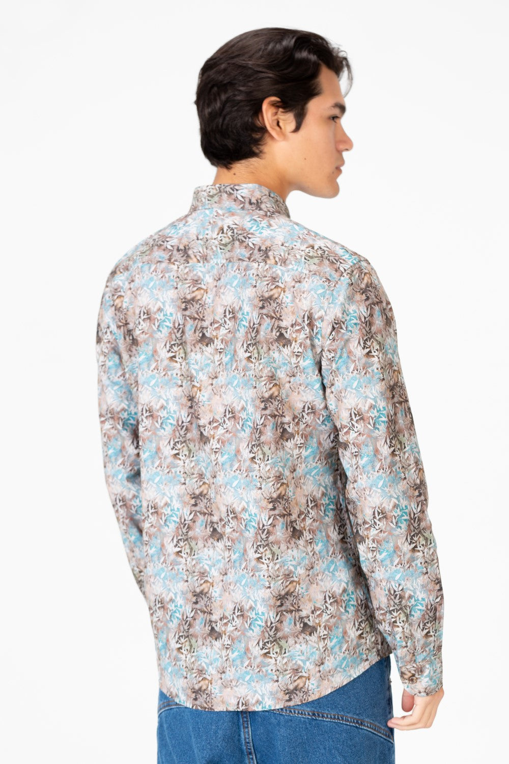 قميص جاكار رجالي بأكمام طويلة وقصة ضيقة