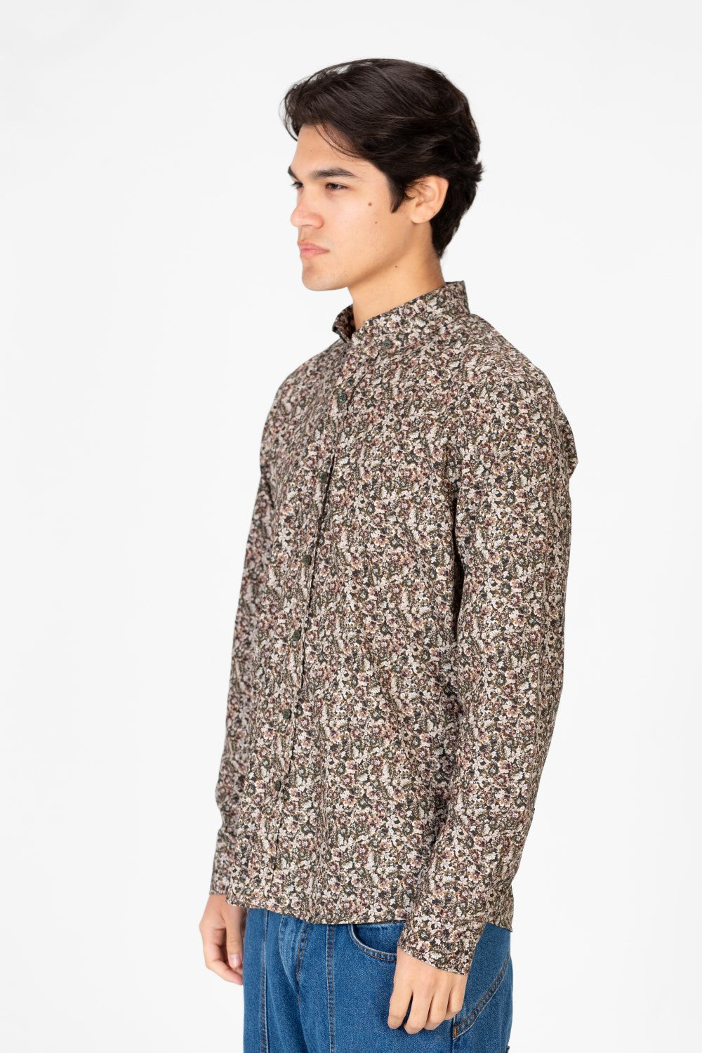 قميص رجالي مطبوع بأكمام طويلة وقصة ضيقة