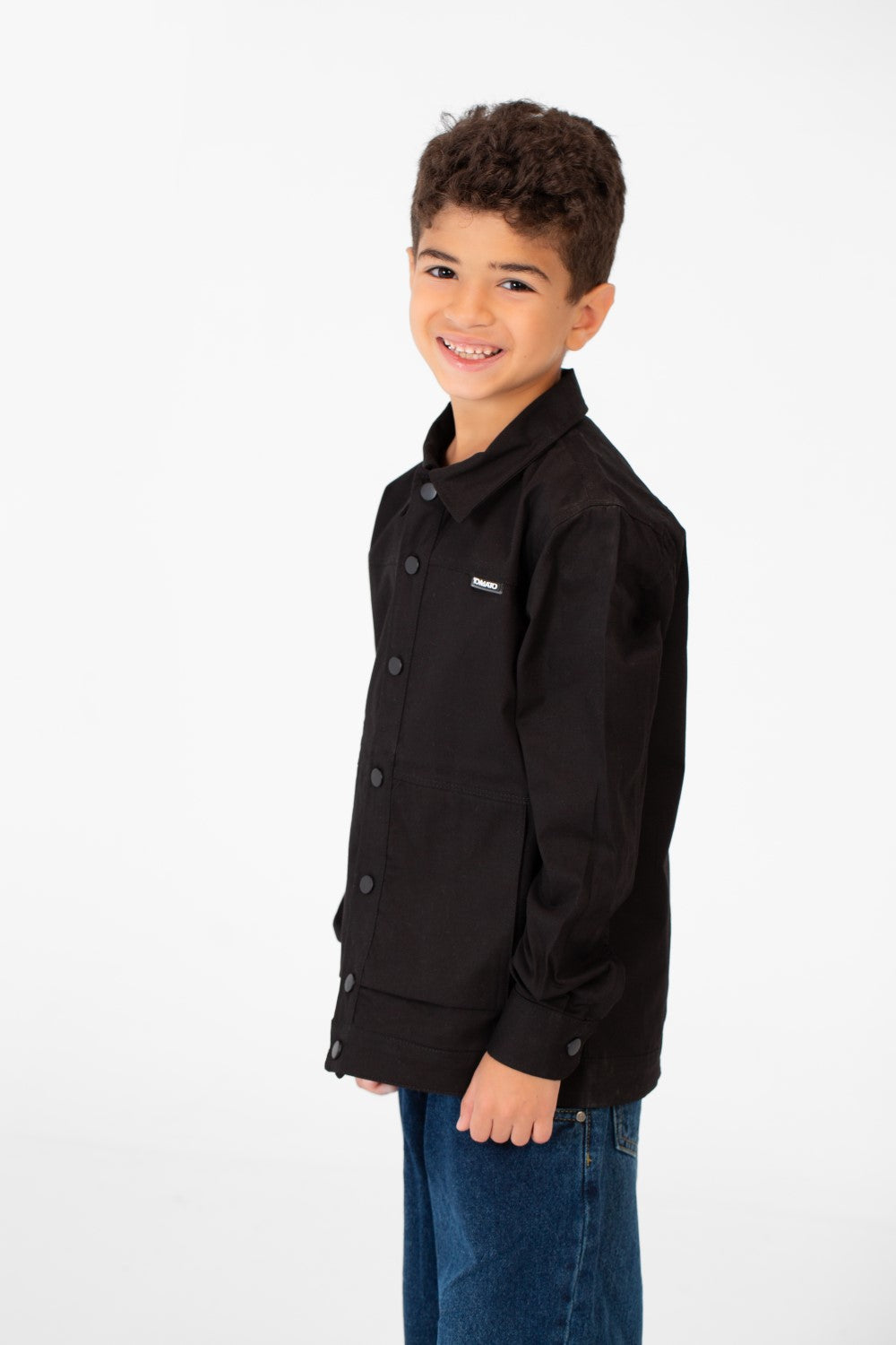 Boy's Tomato Gabardine Text Print Collar Long Sleeves Shirt