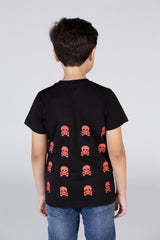 تي شيرت للأولاد مطبوع برقبة دائرية وقصّة عادية وأكمام قصيرة