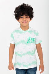 تي شيرت مطبوع للأولاد برقبة دائرية وأكمام قصيرة