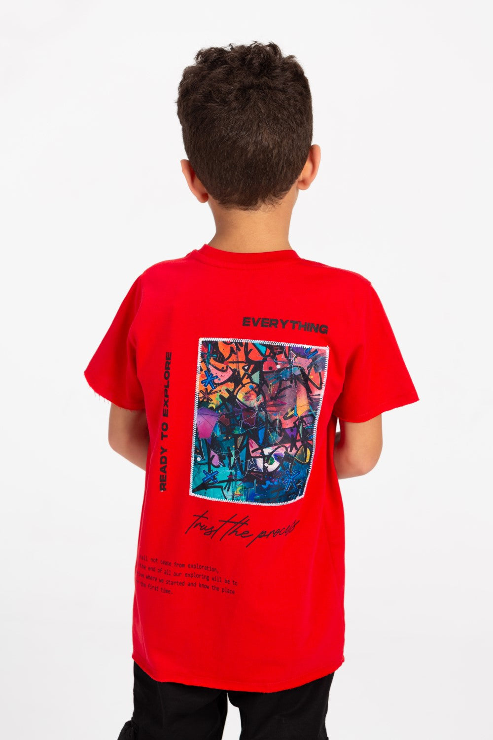 تي شيرت بأكمام قصيرة بطبعة جرافيكية للأولاد
