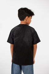 تي شيرت للأولاد بأكمام قصيرة ورقبة دائرية ومقاس كبير مع طبعة بيكاتشو أمامية