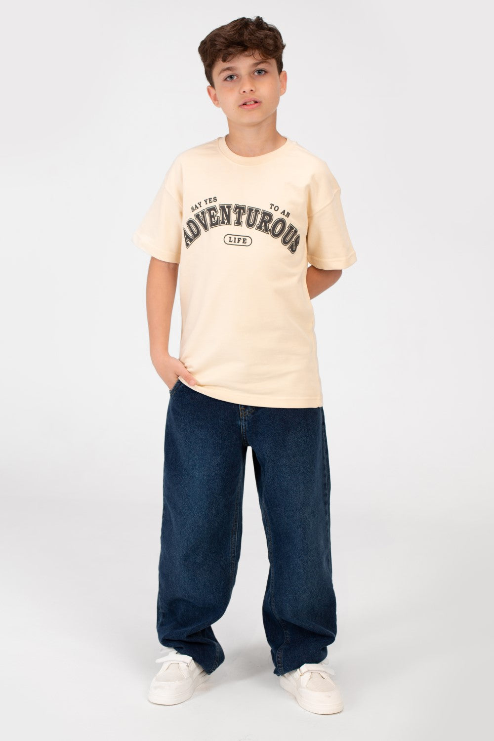 Boy's Front Print Half Sleeves T-shirt