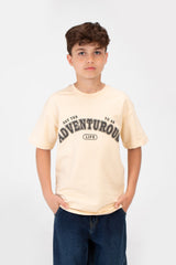 Boy's Front Print Half Sleeves T-shirt