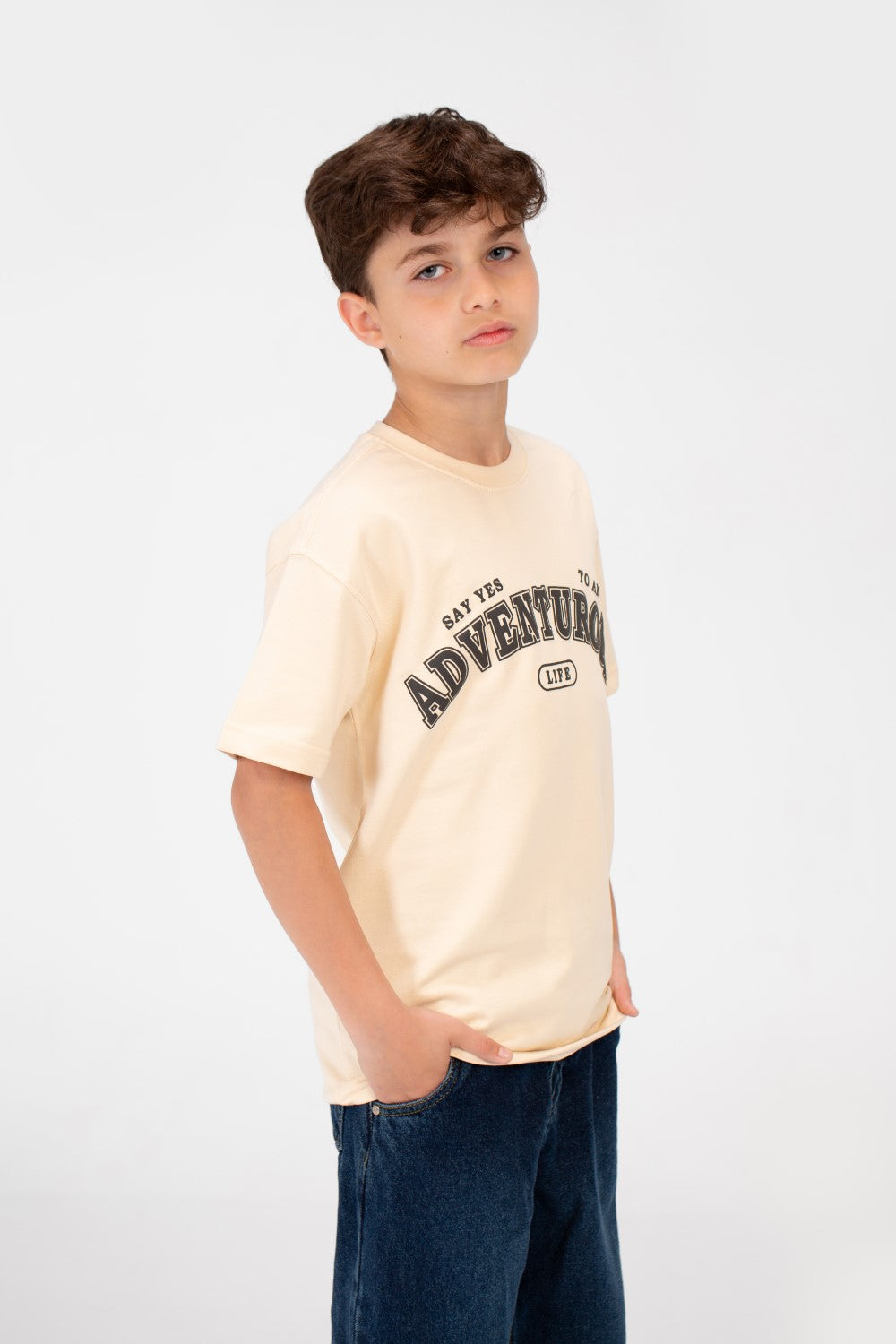 Boy's Front Print Half Sleeves T-shirt