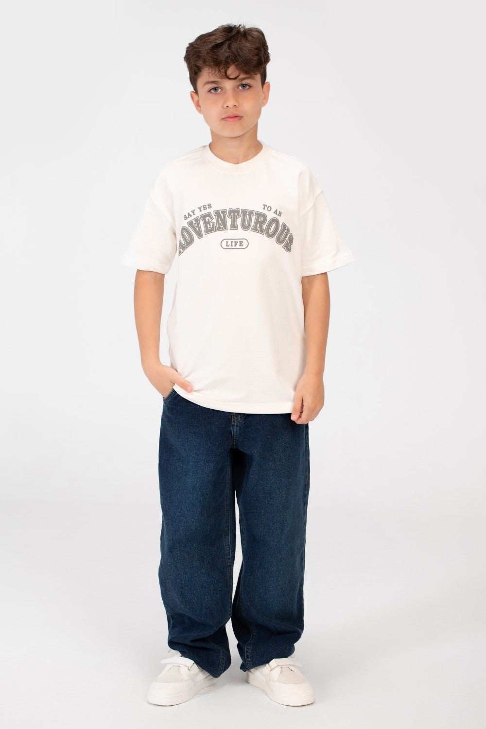 Boy's Front Print Half Sleeves T-shirt
