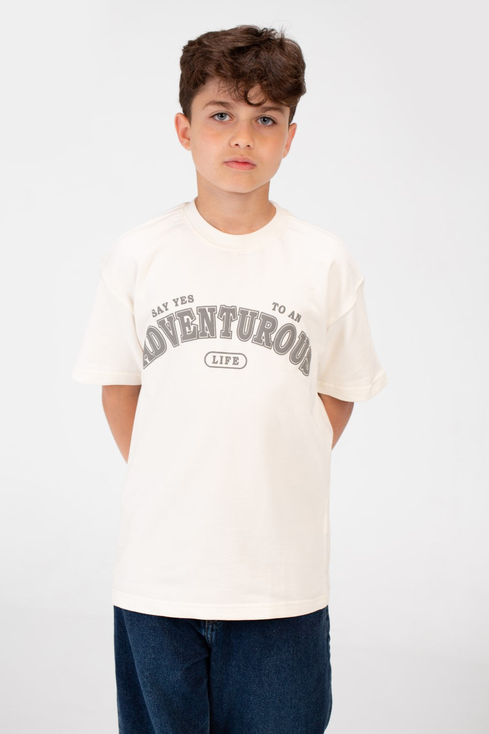 Boy's Front Print Half Sleeves T-shirt