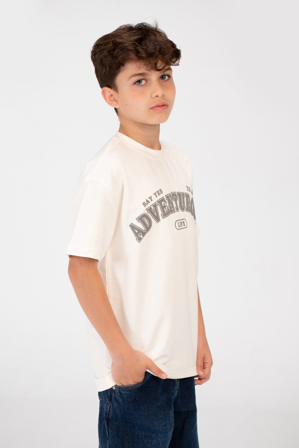 Boy's Front Print Half Sleeves T-shirt