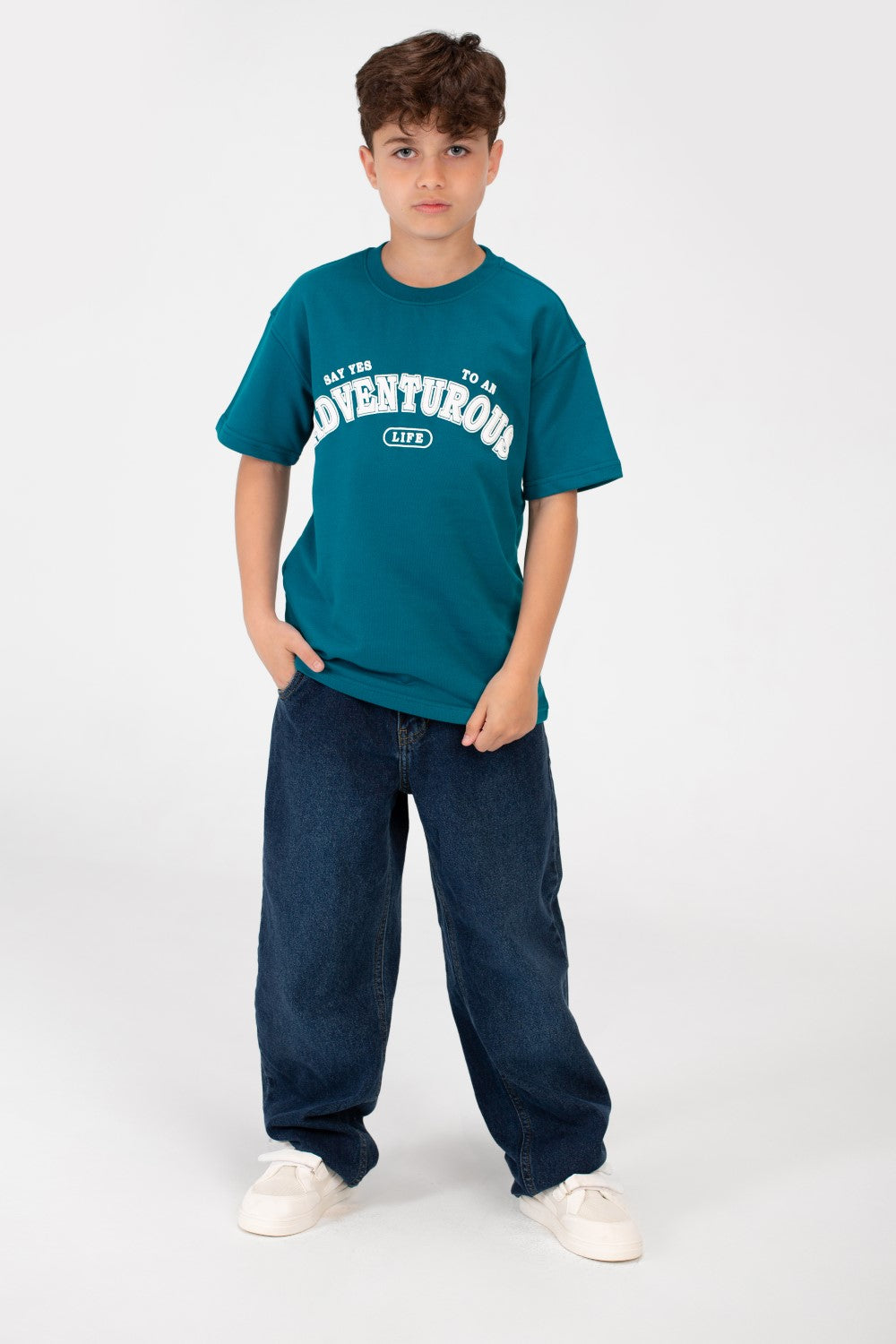 Boy's Front Print Half Sleeves T-shirt
