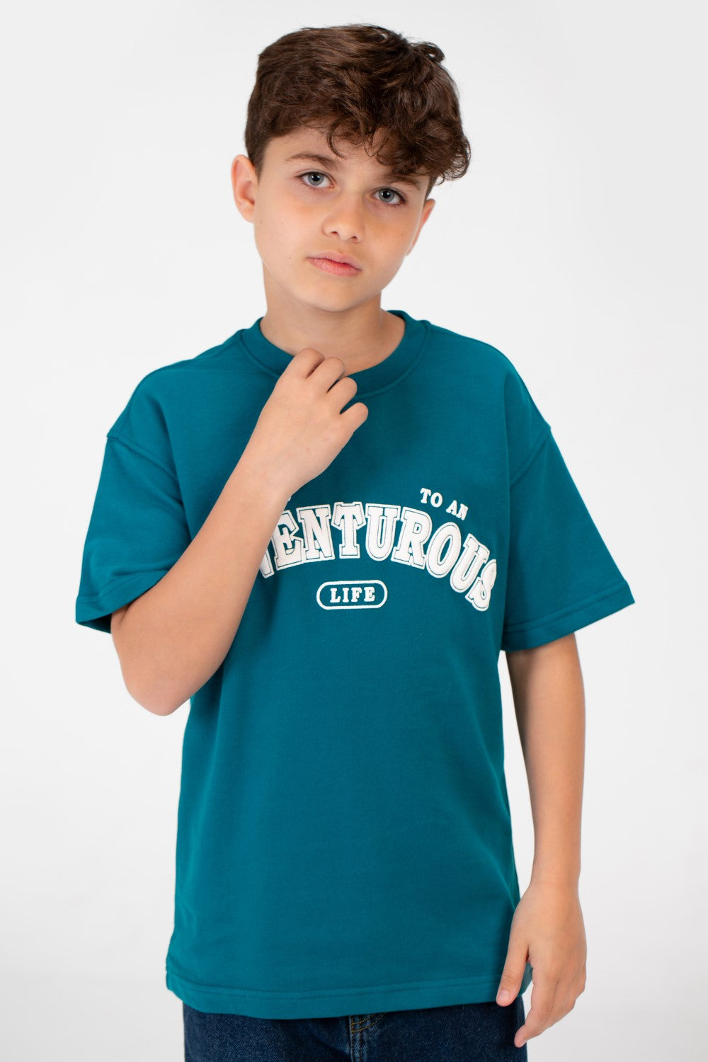 Boy's Front Print Half Sleeves T-shirt