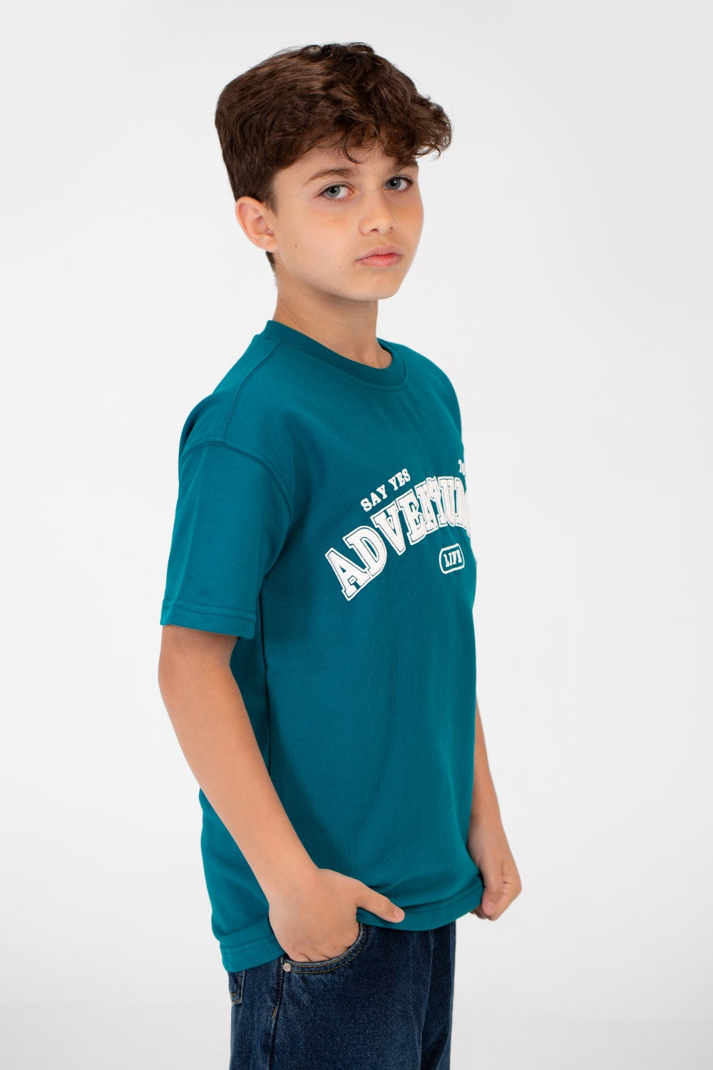 Boy's Front Print Half Sleeves T-shirt