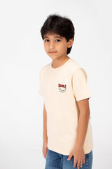 Boy's Smile Face Print Crew Neck T-Shirt