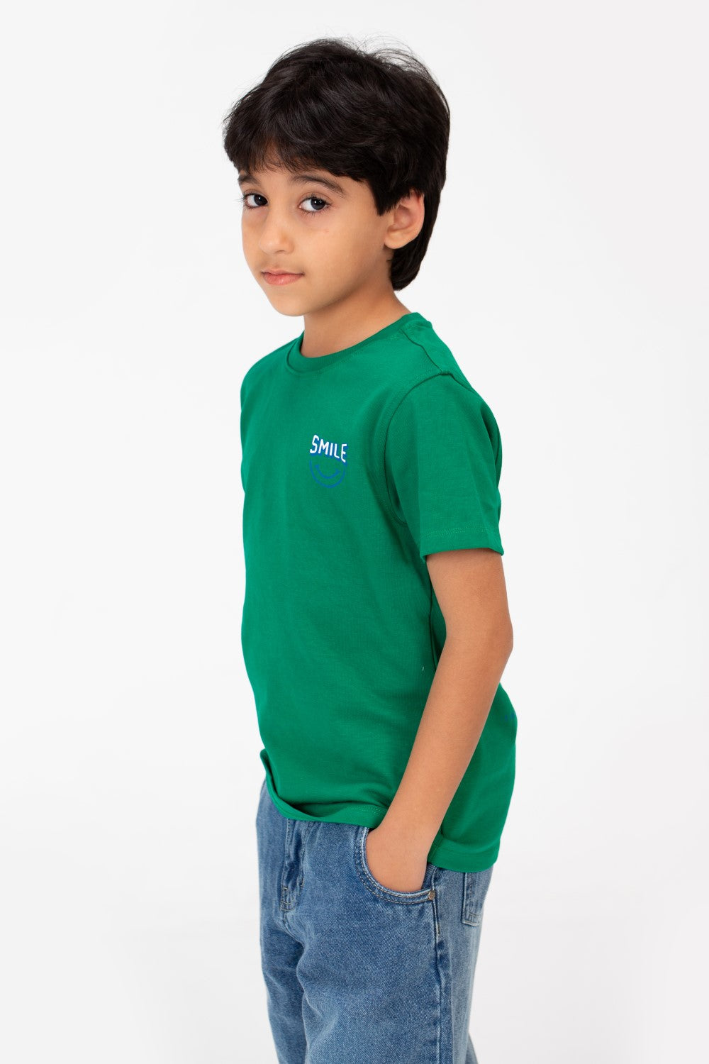 Boy's Smile Face Print Crew Neck T-Shirt