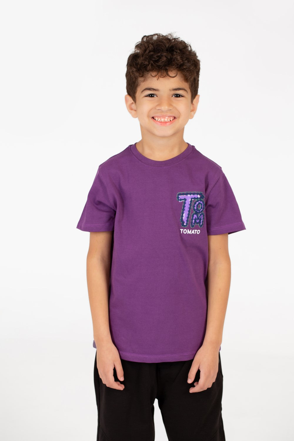 Boy's Tomato Printed Crew Neck Half Sleeve T-Shirt