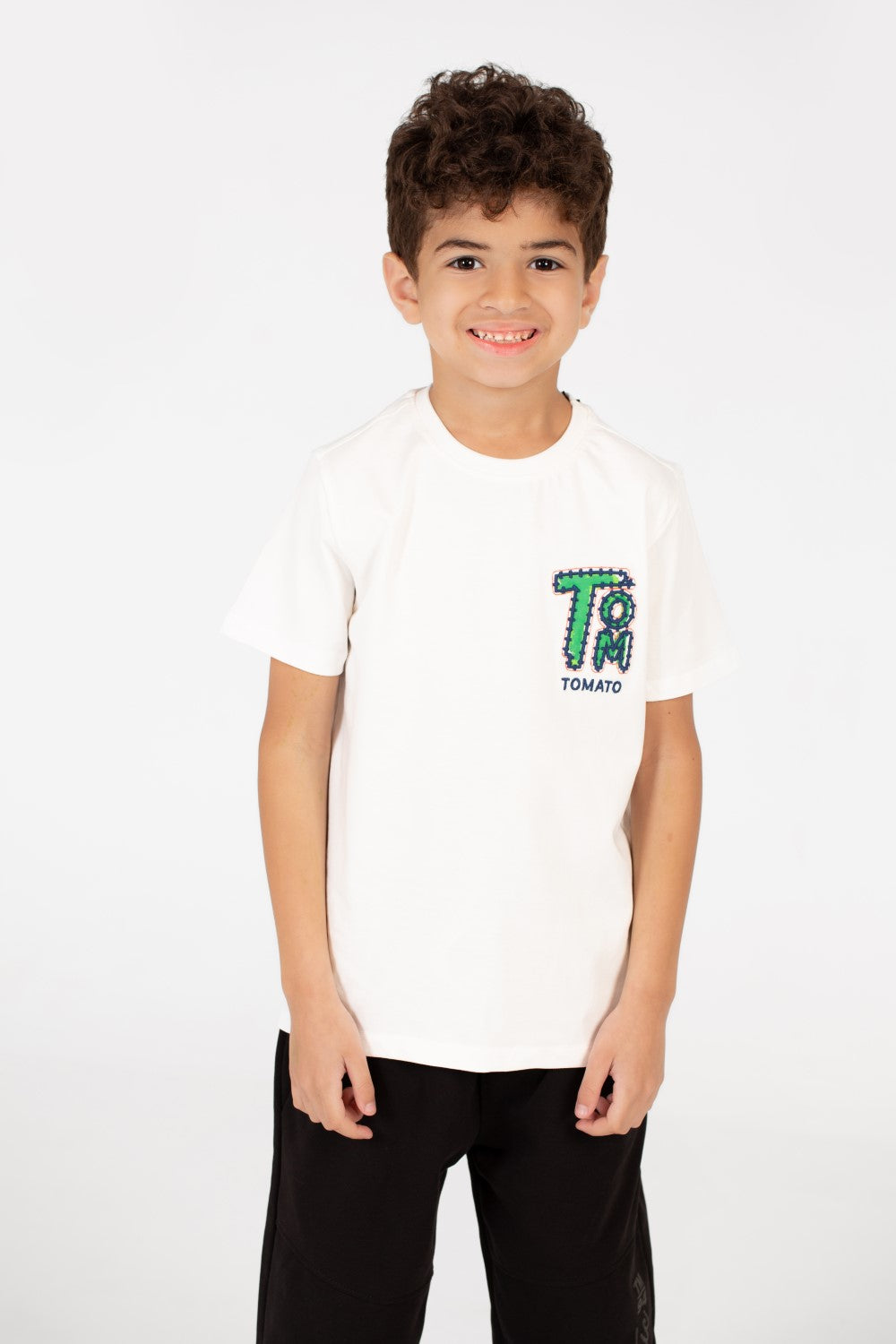 Boy's Tomato Printed Crew Neck Half Sleeve T-Shirt