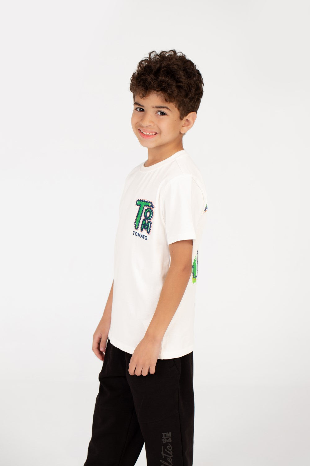 Boy's Tomato Printed Crew Neck Half Sleeve T-Shirt