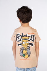 تي شيرت للأولاد بأكمام قصيرة وطبعة على الأمام والخلف