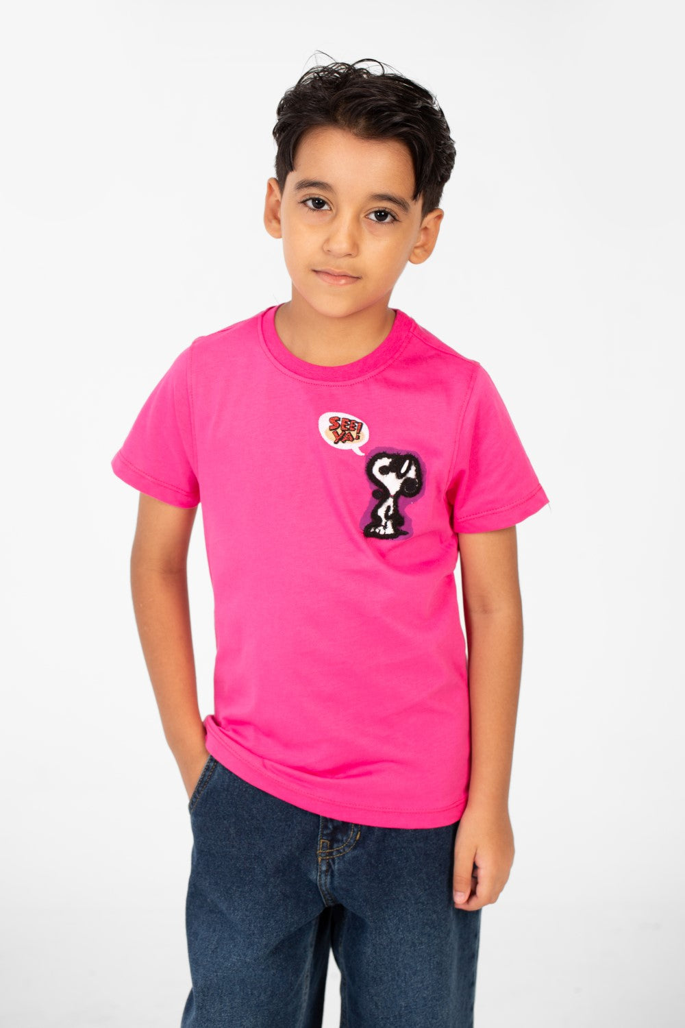 تي شيرت طماطم صيفي للأولاد بأكمام قصيرة ورقبة دائرية وطبعة أمامية