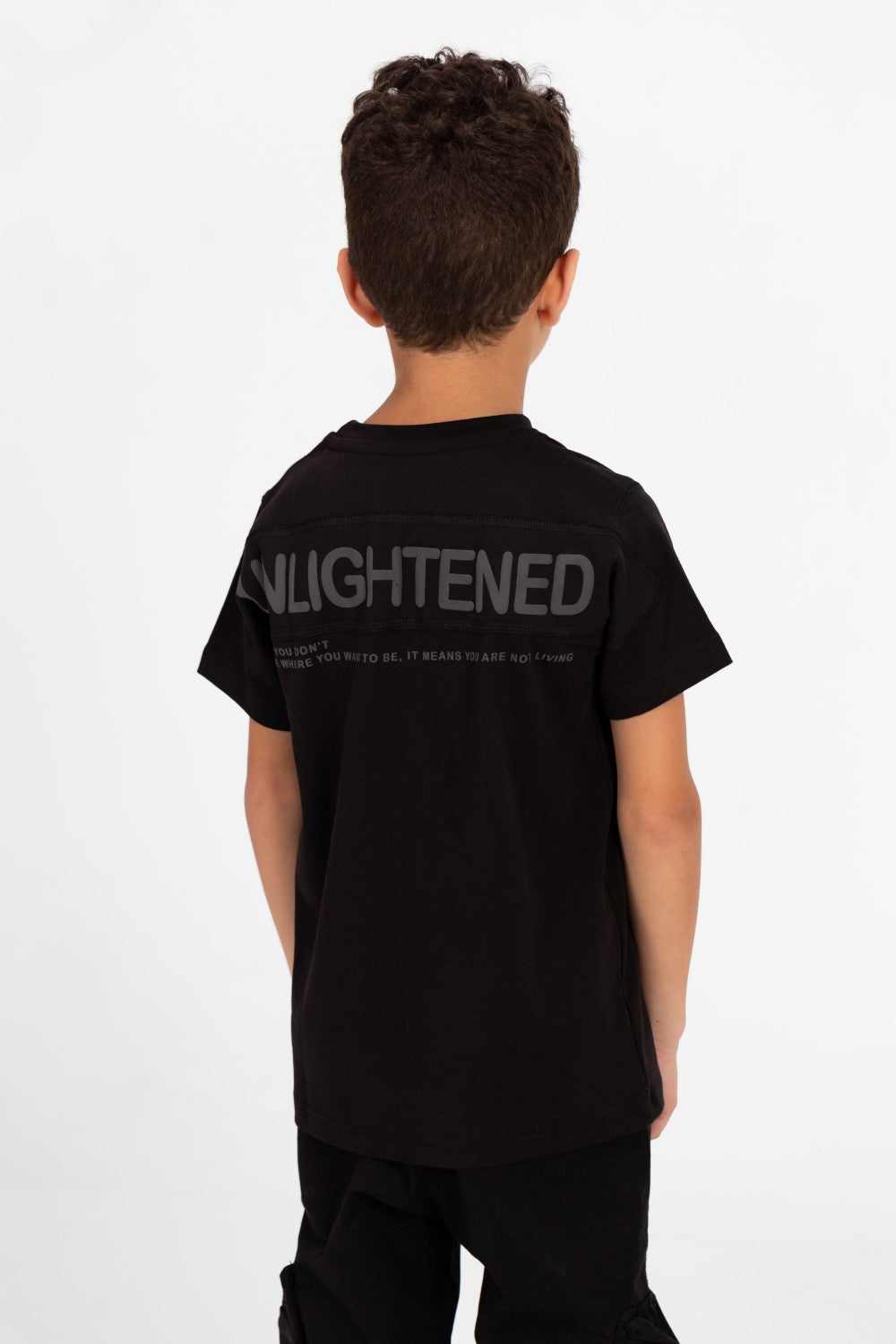 Boy's Crew Neck Basic T-Shirt with Text Print