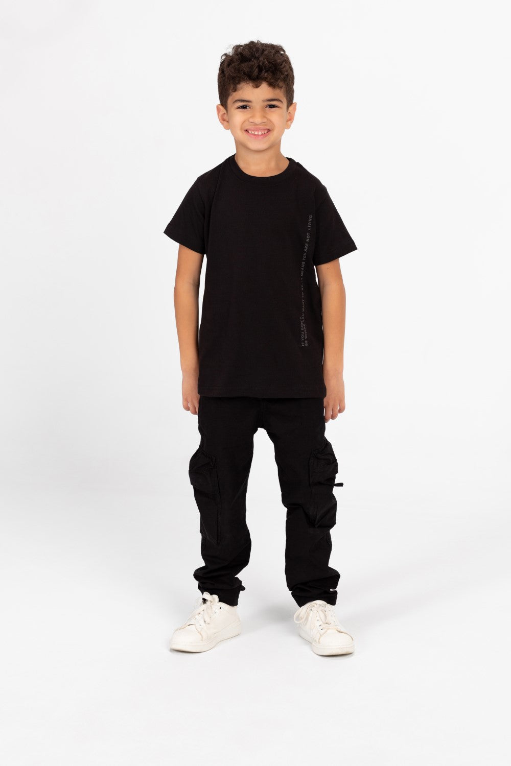Boy's Crew Neck Basic T-Shirt with Text Print