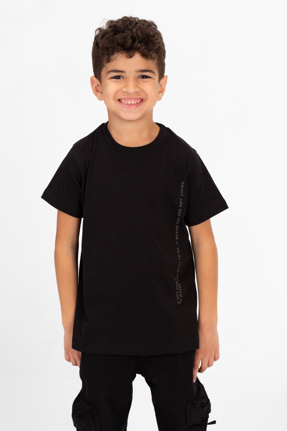 Boy's Crew Neck Basic T-Shirt with Text Print
