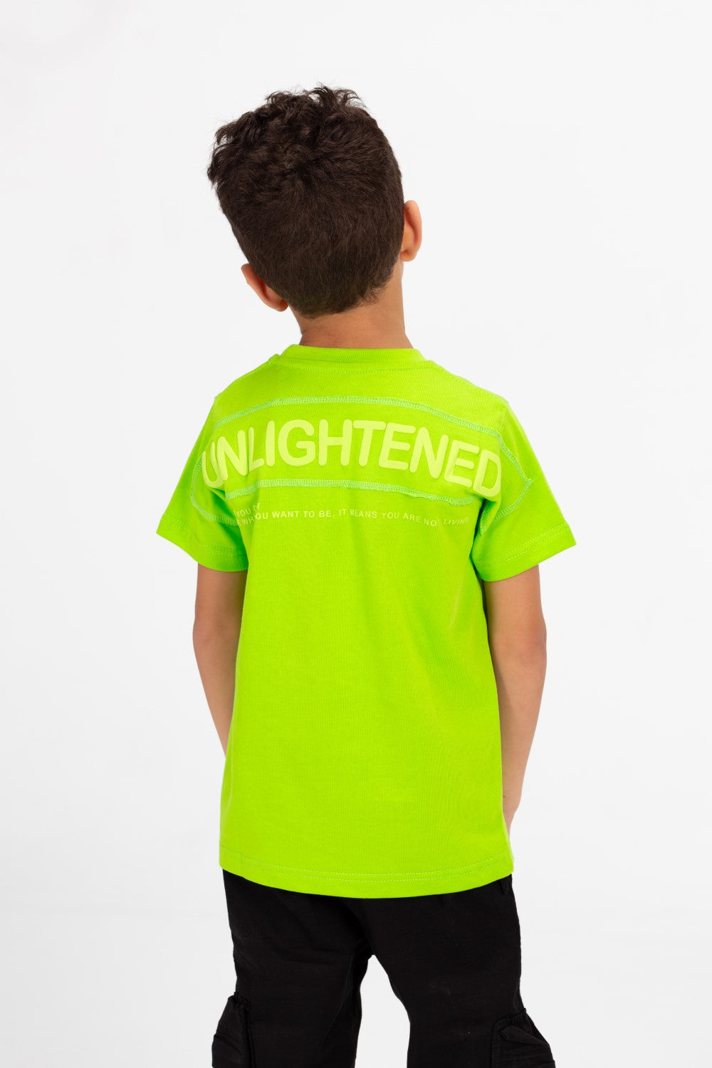 Boy's Crew Neck Basic T-Shirt with Text Print