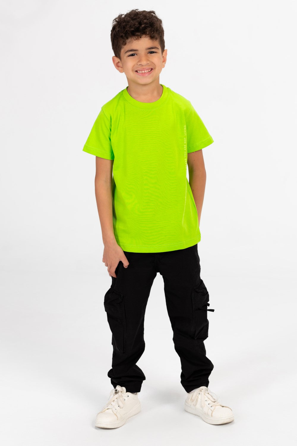 Boy's Crew Neck Basic T-Shirt with Text Print
