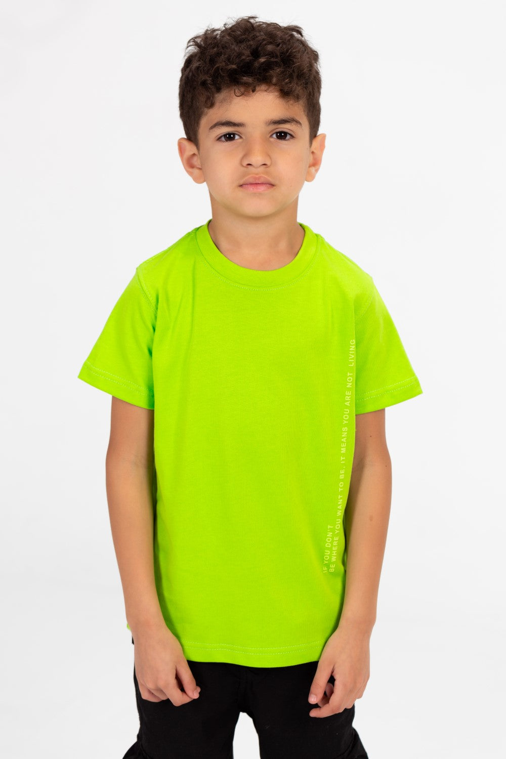 Boy's Crew Neck Basic T-Shirt with Text Print