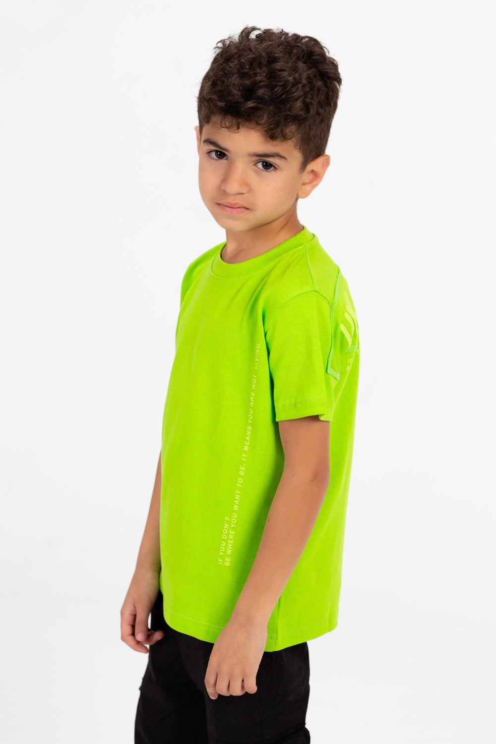 Boy's Crew Neck Basic T-Shirt with Text Print